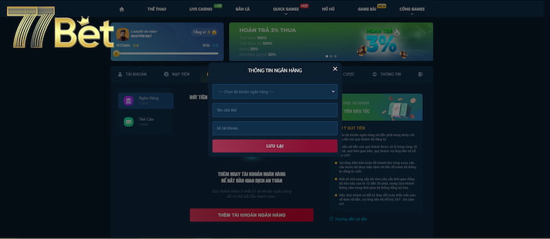 Quy trình và hướng dẫn rút tiền 77bet chi tiết cho newbie